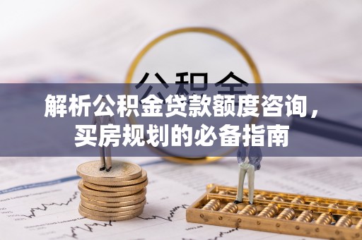 北塔解析公积金贷款额度咨询，买房规划的必备指南