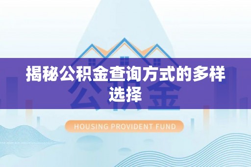 北塔揭秘公积金查询方式的多样选择